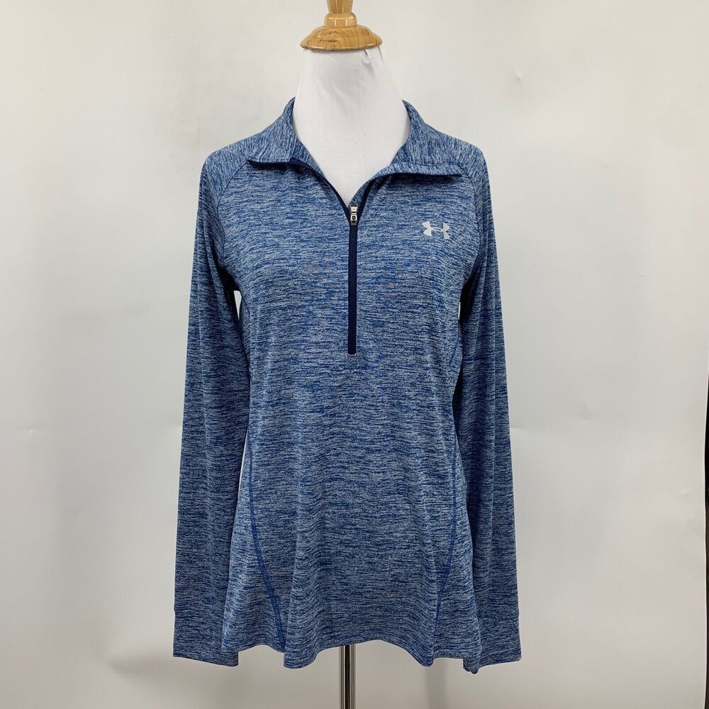 Under Armour Shirt Womens M Medium Blue Spacedye Half Zip Tech Twist HeatGear - Picture 2 of 13
